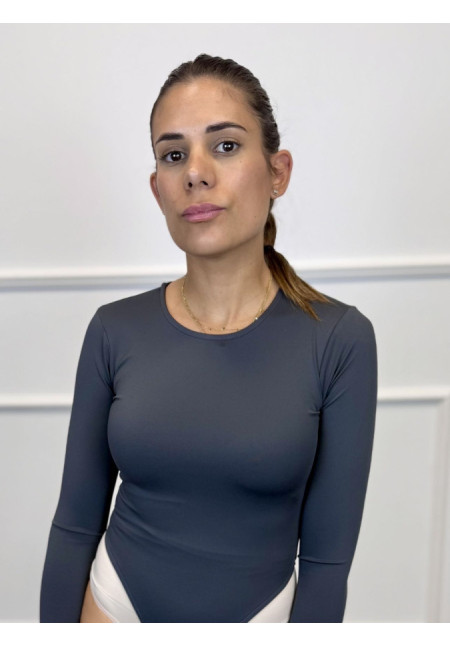 BODY MANGA LARGA LICRA GRIS 590083