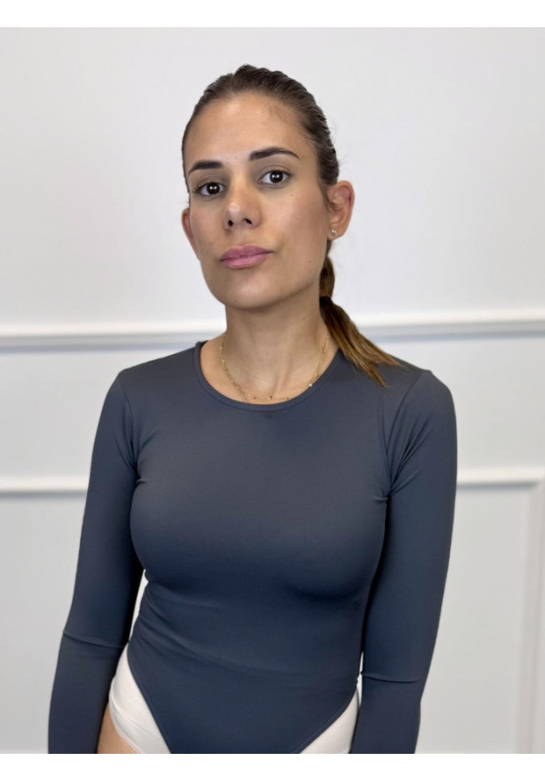 BODY MANGA LARGA LICRA GRIS 590083