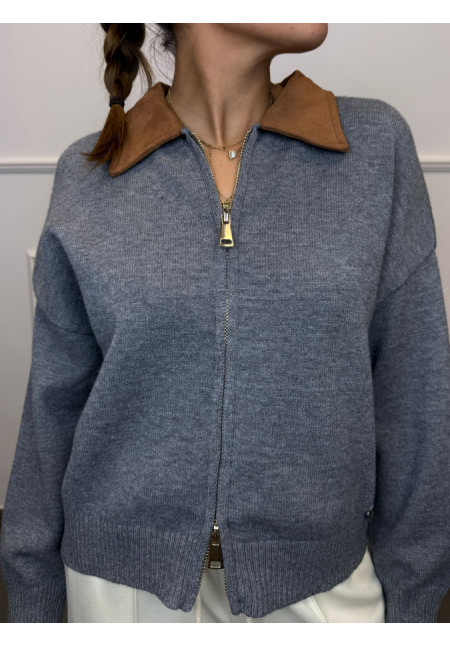 JERSEY CON CUELLO MARRON ANTE 7069