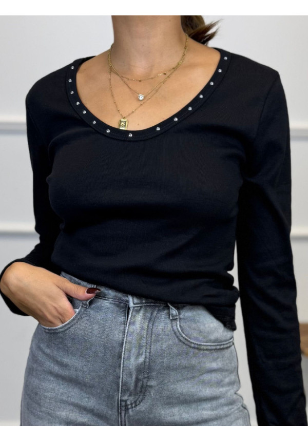 CAMISETA TACHUELAS MANGA LARGA  68054