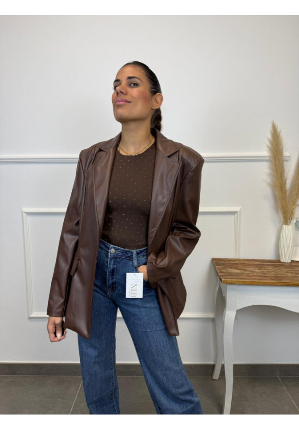 CHAQUETA CUERO BOTON 5232