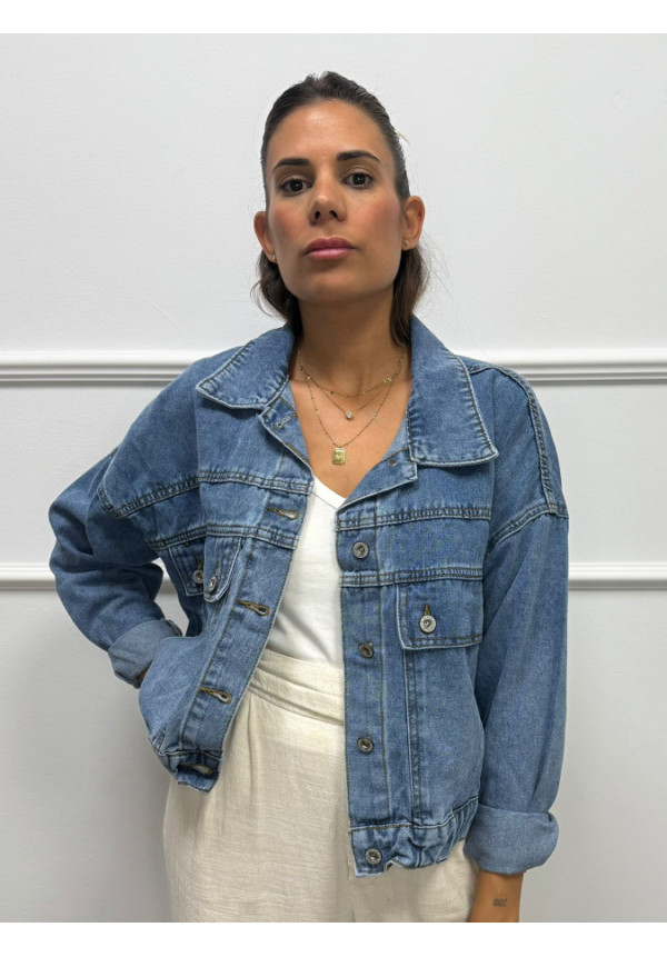 CHAQUETA DENIM ELASTICO OVERSIZE 5013