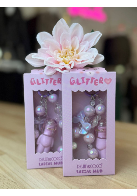 LLAVERO LABIAL GLITTER LILA