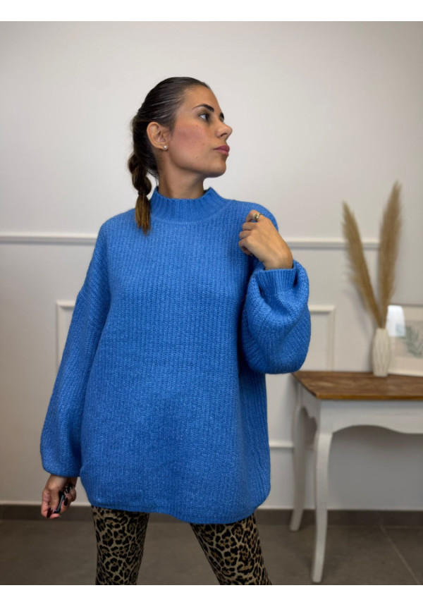 JERSEY PUNTO TRENZA CUELLO AZUL 88651