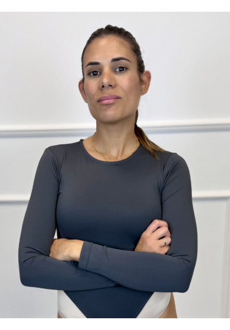 BODY MANGA LARGA LICRA GRIS 590083
