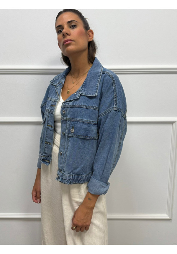 CHAQUETA DENIM ELASTICO OVERSIZE 5013