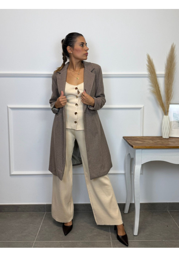 ABRIGO PAÑO TAUPE 85215