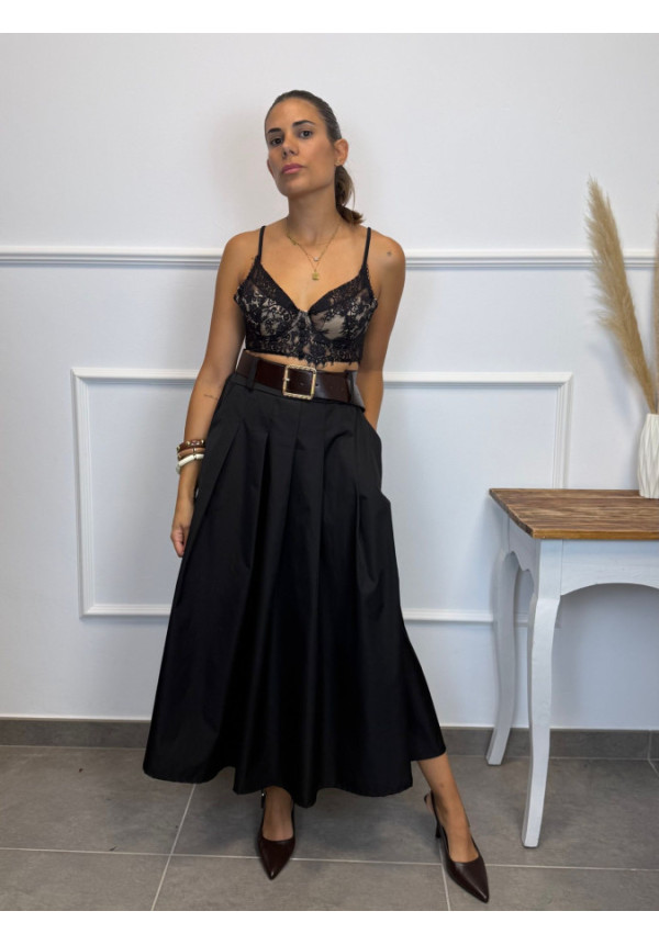 FALDA LARGA CINTURON PLIZADA 12773