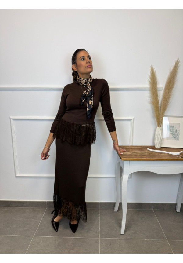 FALDA PUNTO CON ENCAJE 2187