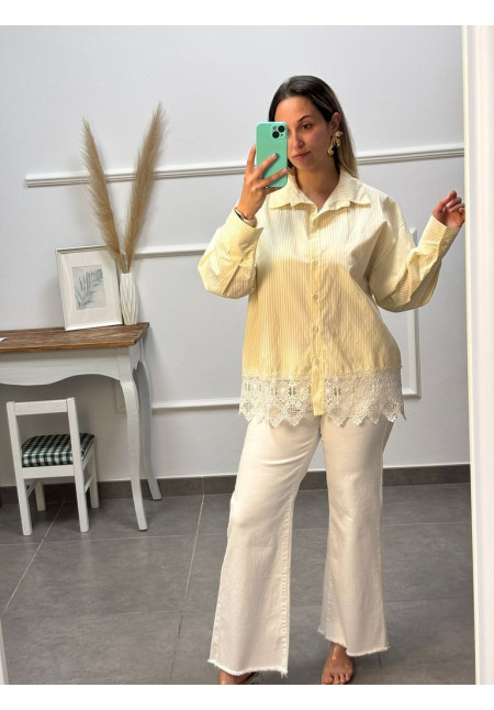 CAMISA ENCAJE RAYAS