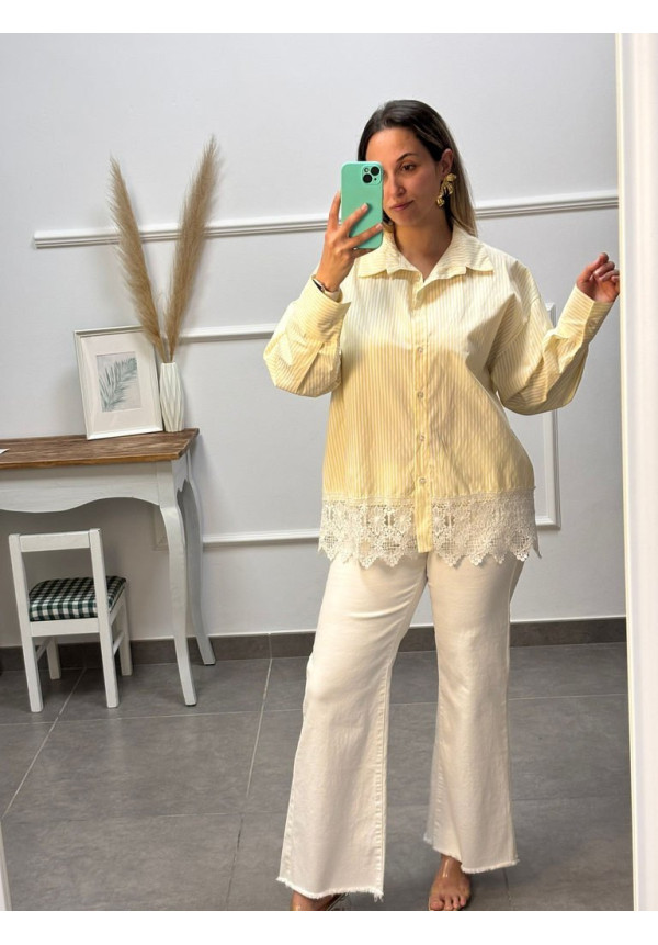 CAMISA ENCAJE RAYAS