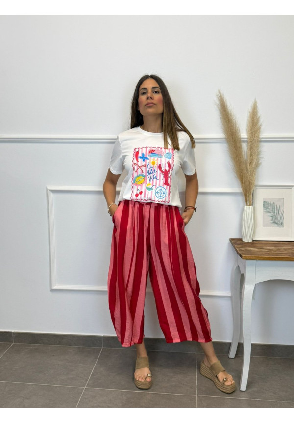 PANTALON MIDI GLOBO 13944