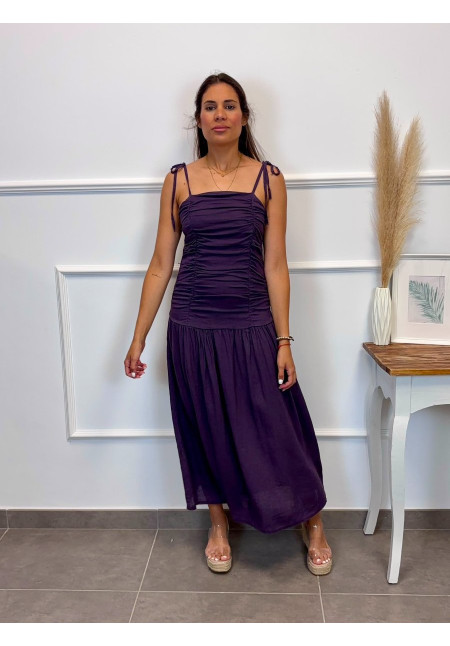 VESTIDO FRUNCIDO MORADO 14545