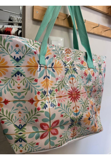 BOLSO PLAYA PLASTICO FLORES
