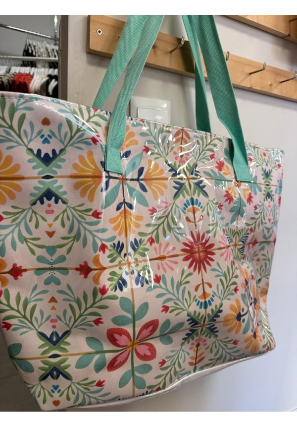 BOLSO PLAYA PLASTICO FLORES