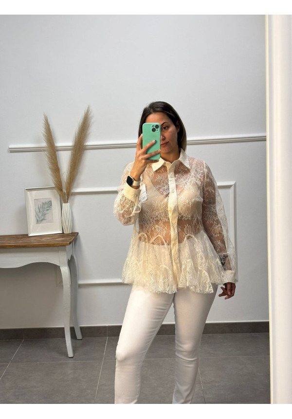 CAMISA ENCAJE CON BRILLOS 85133