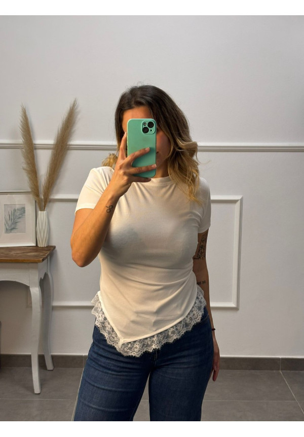 CAMISETA ENCAJE EN PICO 61088
