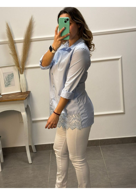 CAMISA ENCAJE CELESTE