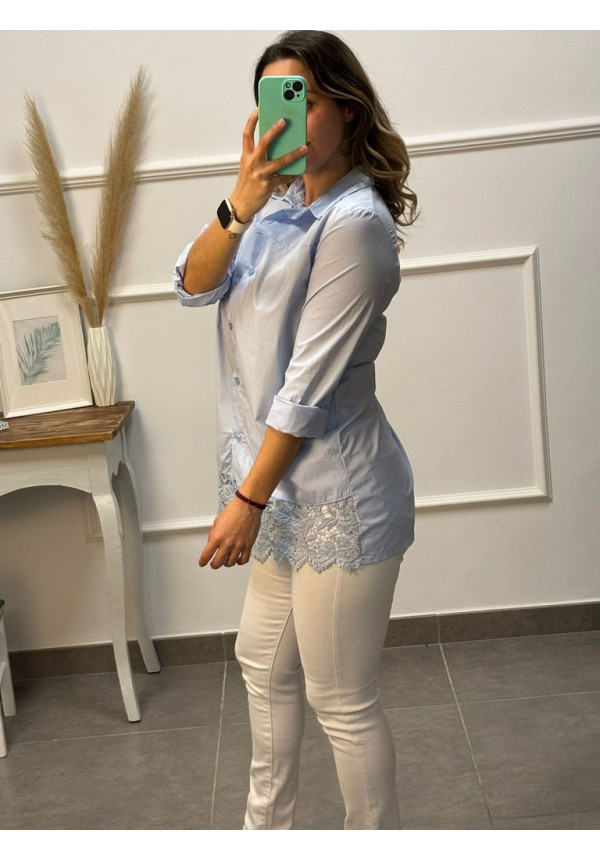 CAMISA ENCAJE CELESTE