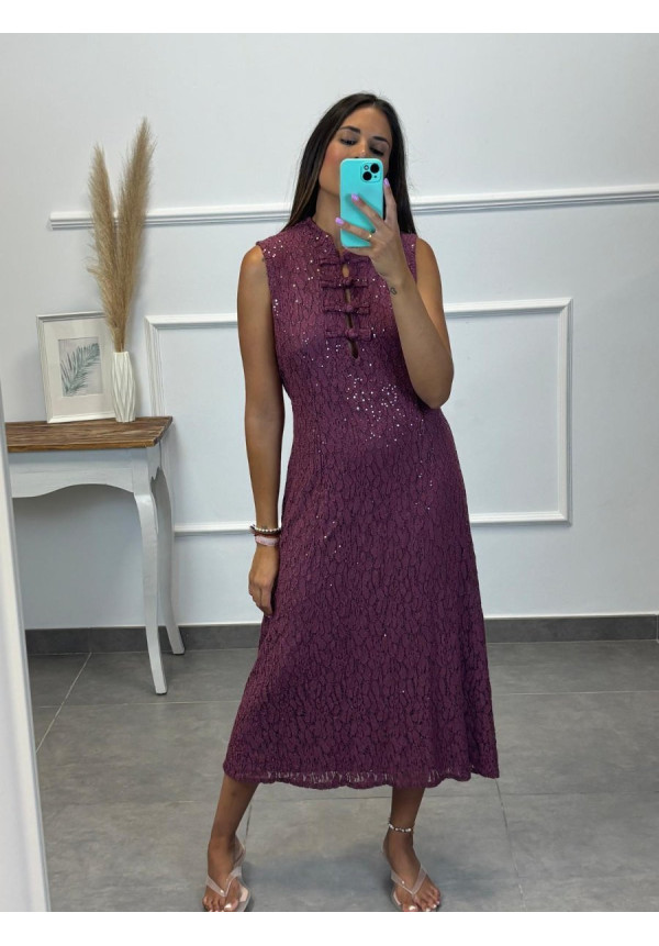 VESTIDO BRILLO ENCAJE 14866
