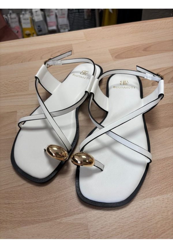 SANDALIA BLANCA DEDO DORADO 5686
