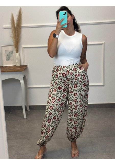 PANTALON  FLUIDO PUÑO  ESTAMPADO 60513
