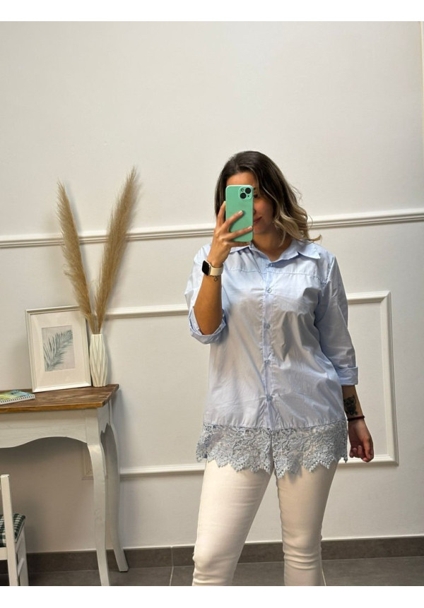 CAMISA ENCAJE CELESTE
