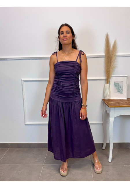 VESTIDO FRUNCIDO MORADO 14545
