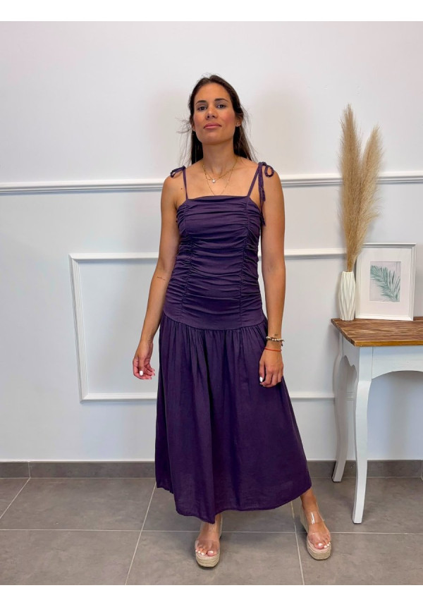 VESTIDO FRUNCIDO MORADO 14545