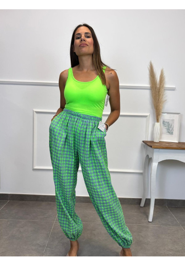 PANTALON VICHY FLUOR 37670