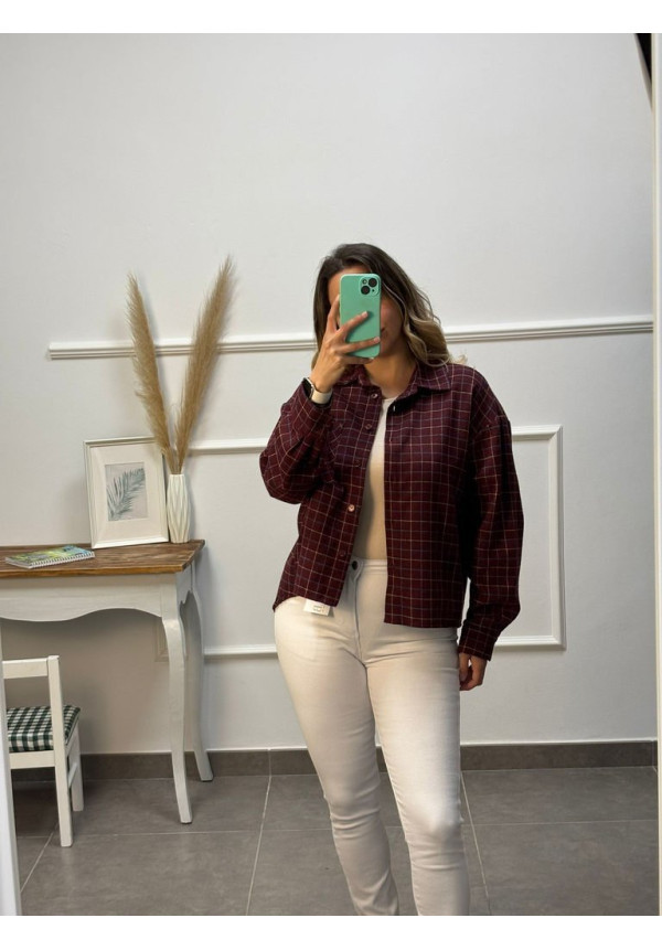 CAMISA CUADROS BURDEOS 