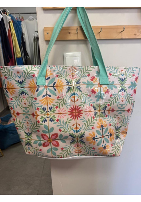 BOLSO PLAYA PLASTICO FLORES
