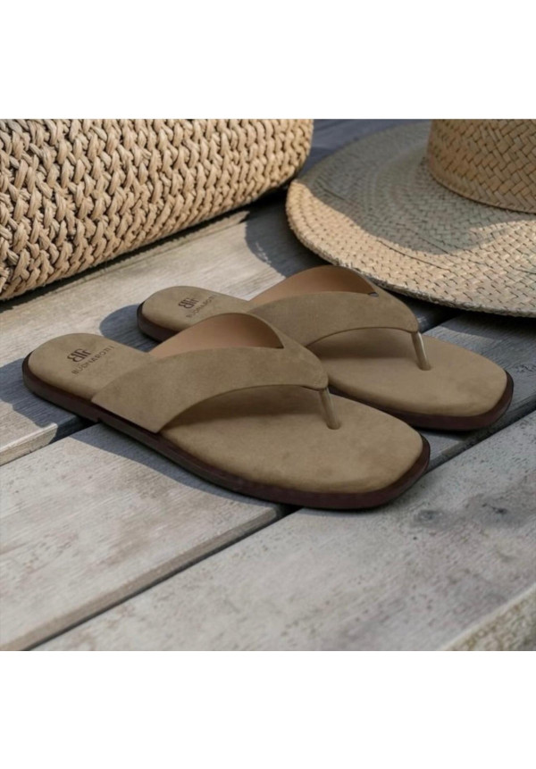 SANDALIA BEIGE PLANA DE ANTE 5816