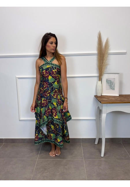 VESTIDO ESTAMPADO VOLANTES 14695