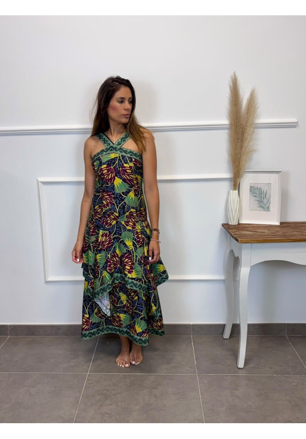 VESTIDO ESTAMPADO VOLANTES 14695