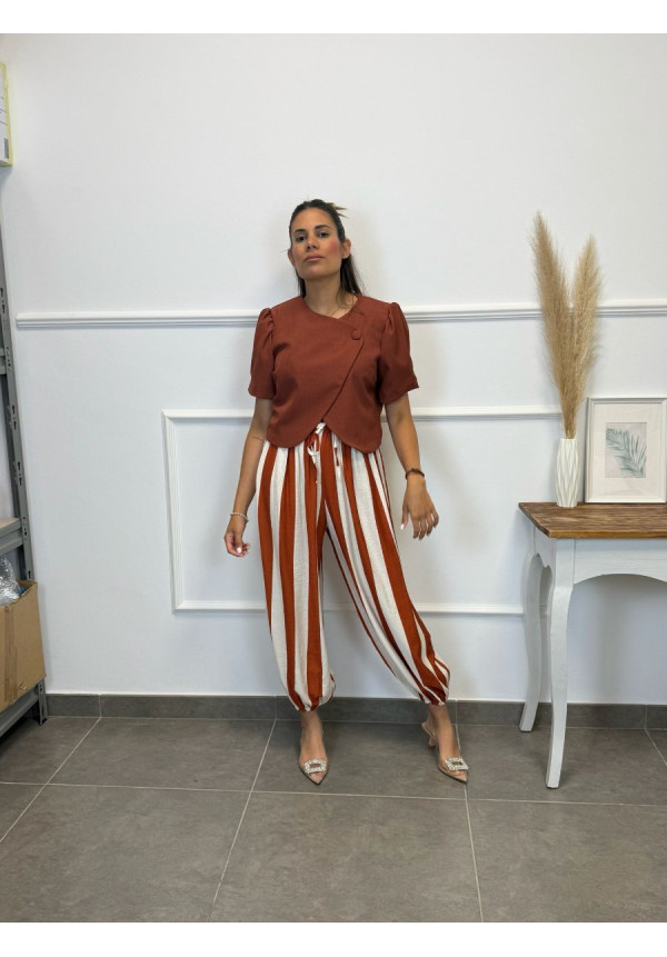 PANTALON GLOBO PUÑO RAYAS 1883