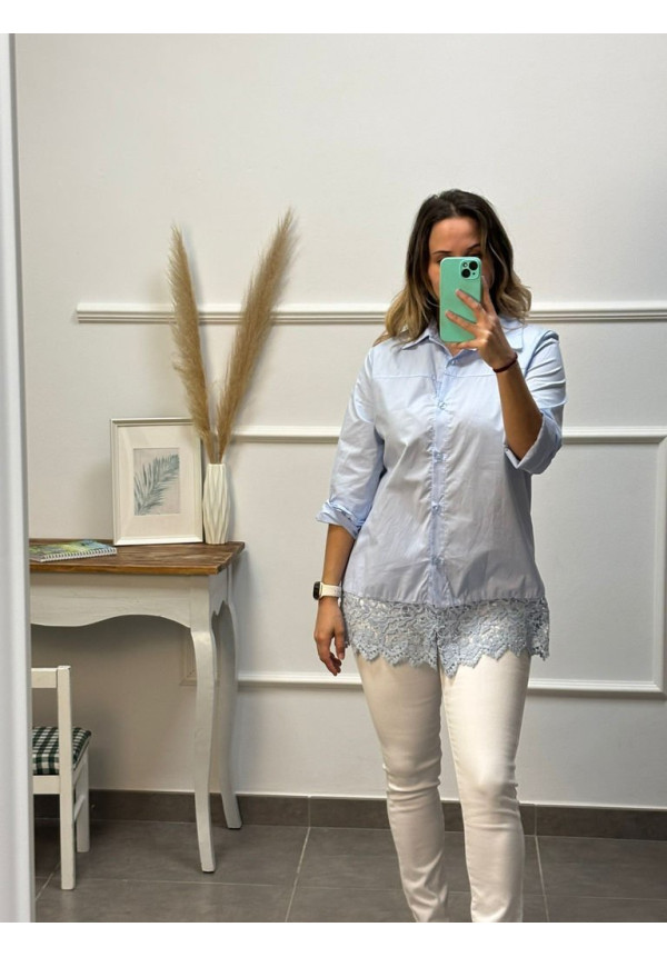 CAMISA ENCAJE CELESTE
