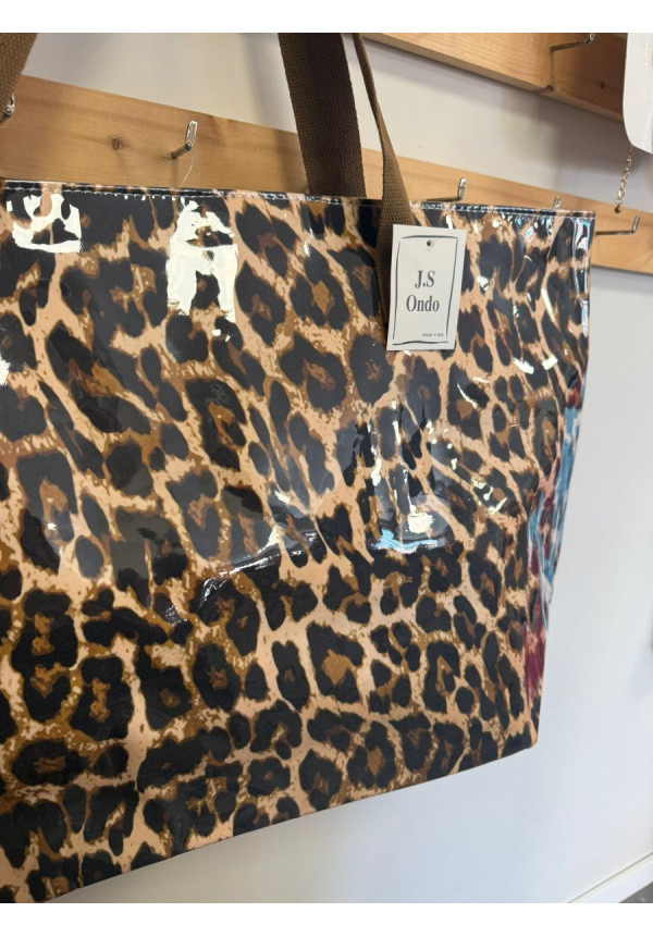 BOLSO PLAYA PLASTICO LEOPARDO