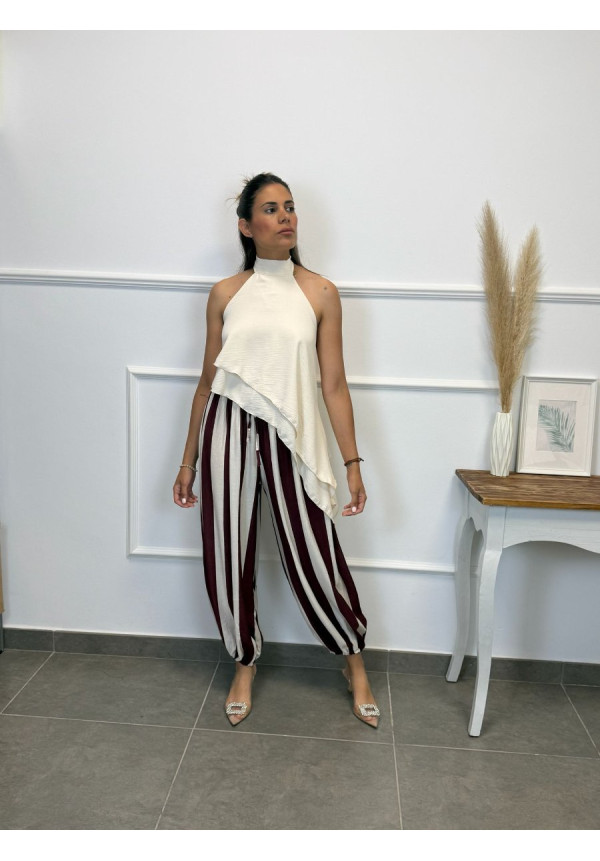 PANTALON GLOBO PUÑO RAYAS 1883