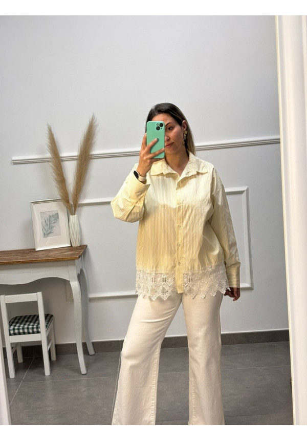 CAMISA ENCAJE RAYAS
