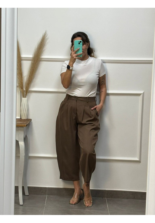 PANTALON PINZA GLOBO MARRON CHOCOLATE 17532