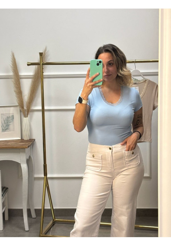 CAMISETA CUELLO ENCAJE 2098