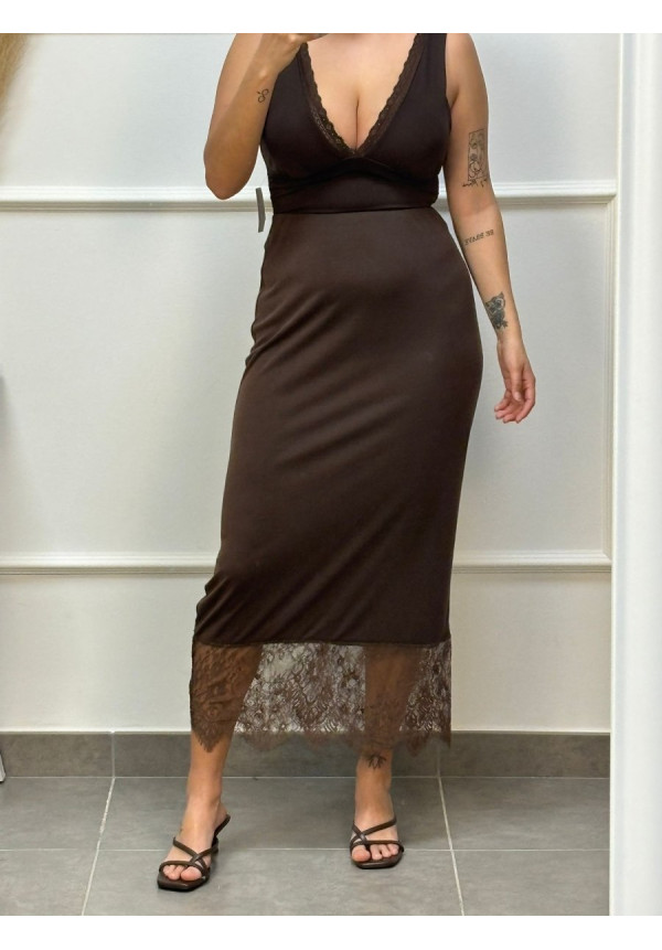 FALDA LARGA CON ENCAJE 2187