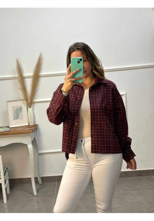 CAMISA CUADROS BURDEOS 