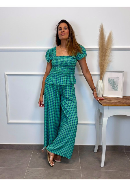 PANTALON VICHY CUADROS VERDE/AZUL 16201