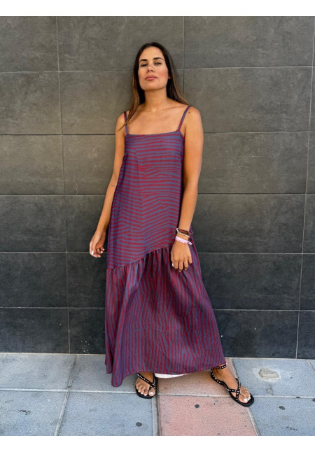 VESTIDO RAYAS VOLANTE ABAJO 01292