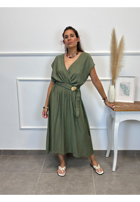 VESTIDO BAMBULA CINTURON BROCHE DORADO 59173