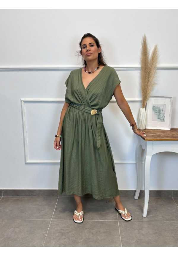 VESTIDO BAMBULA CINTURON BROCHE DORADO 59173