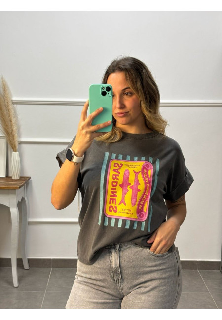 CAMISETA GRIS EFECTO LAVADO