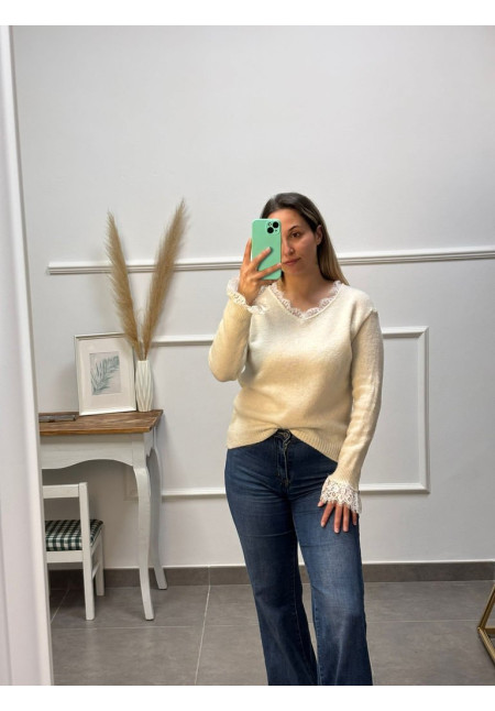 JERSEY MANGA CON ENCAJE 